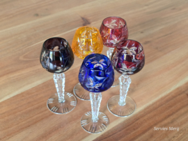 Boheems Kristal Glas set van 5x op voet 13,2 cm