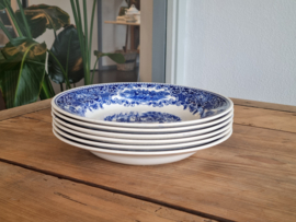 Regout decor Richmond blauw set  6x Diep Soep Pasta Bord 24 cm