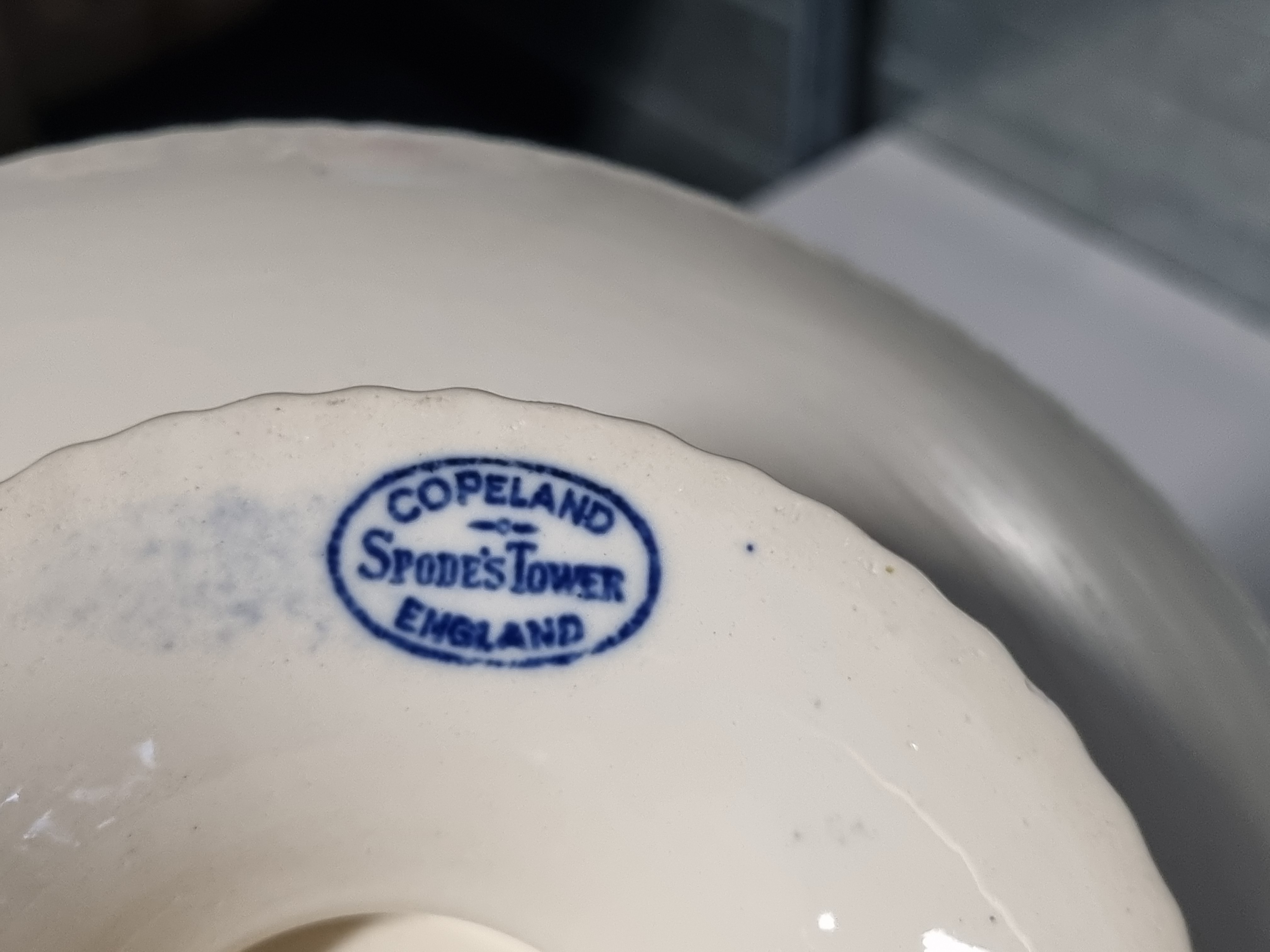 Engels Copeland Spode's Tower blauw Tazza op lage voet
