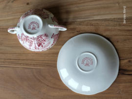 Engels rood Enoch Wedgwood Royal Homes Of Britain soepkom met schotel
