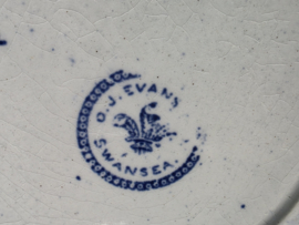 Engels blauw D.J. Evans Swansea set 5x diepe borden 24 cm