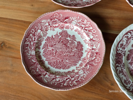 Engels rood Set 6x mix & match plat dinerbord