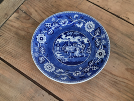 Tea Drinker blauw Societe Ceramique Plat Dinerbord 23 cm