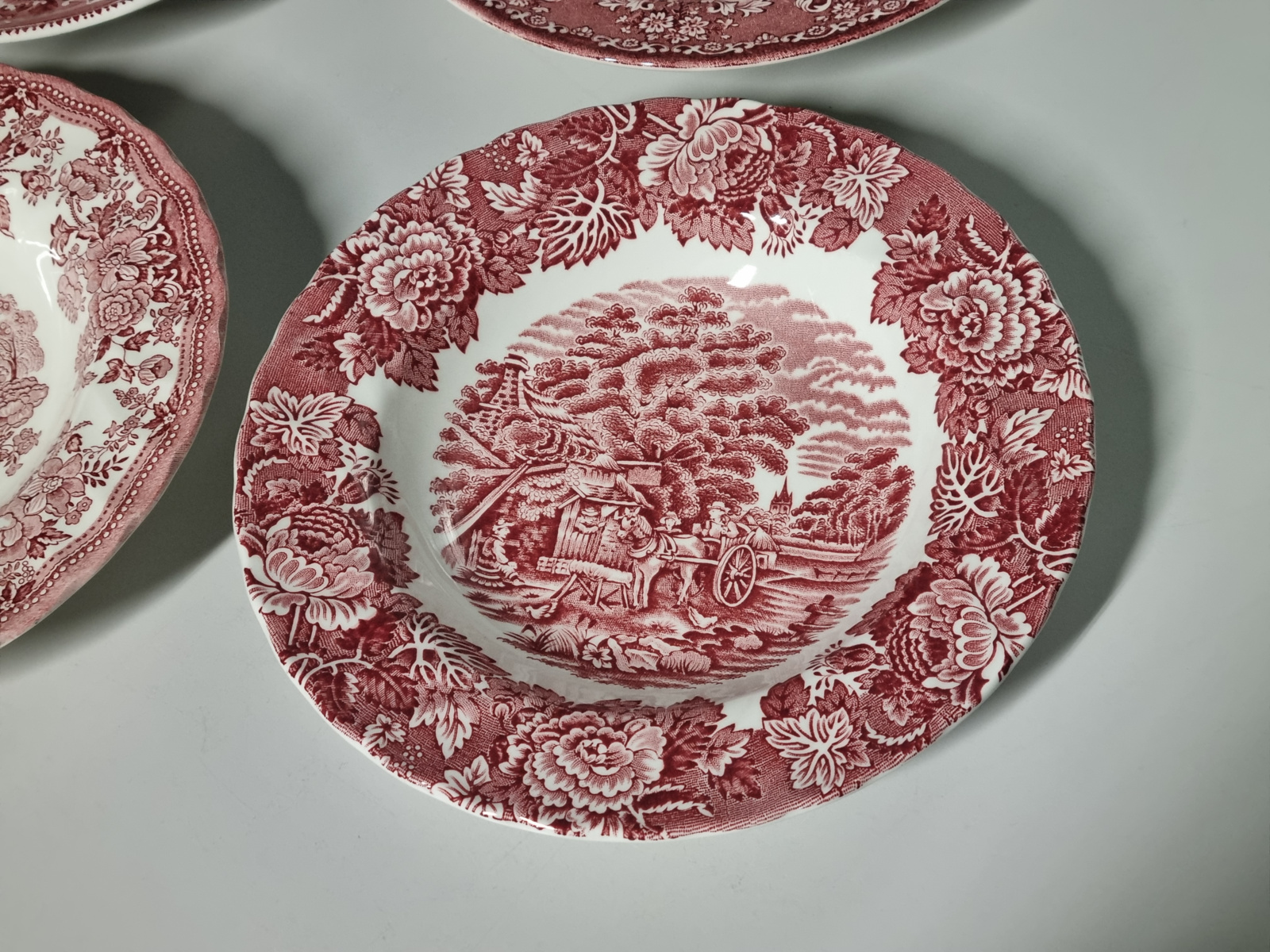 Engels rood Set 6x mix & match diep pasta curry bord