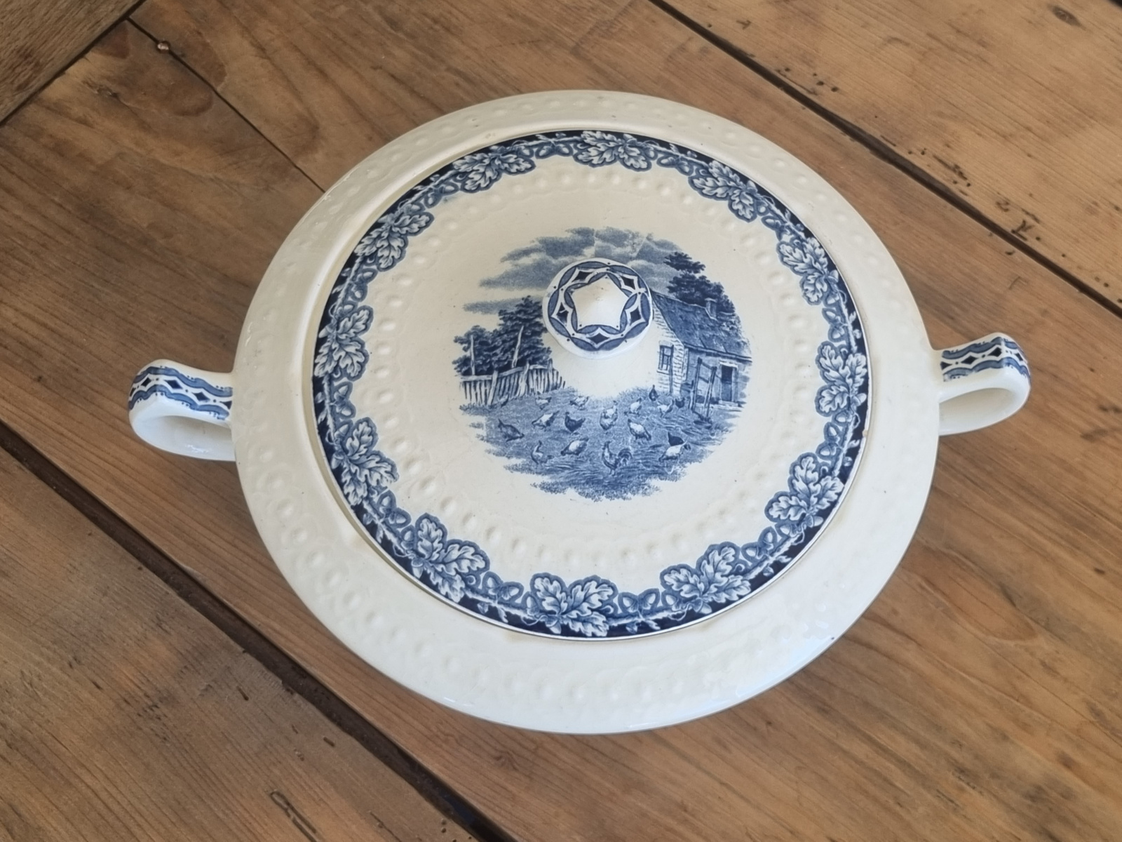 Boerenhoeve blauw Societe Ceramique Dekschaal Terrine (plekje deksel)