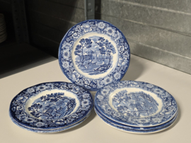 Engels blauw Liberty Blue set 6x gebaksbordje 15 cm