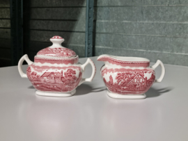 Engels rood Wood & Sons Burslem decor Woodland Koffiestel