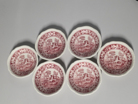 Engels Copeland Spode's Tower rood set 6x rond schaaltje 16 cm