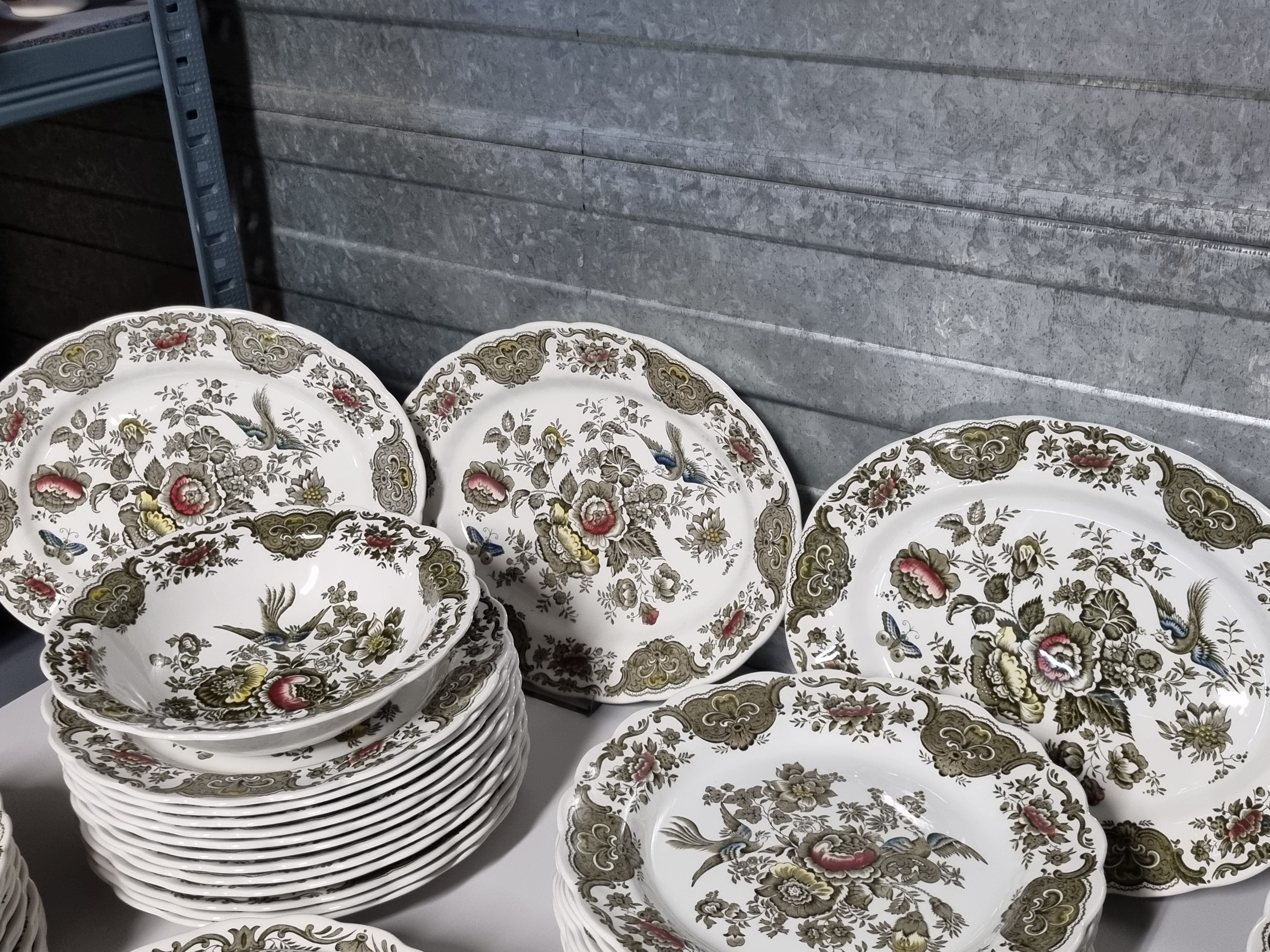 Engels Ridgway Windsor groen gekleurd compleet eetservies 24 personen