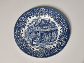 Engels blauw 17th Century England Royal Tudor Ware Staffordshire plat dinerbord 25,5 cm