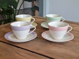 Vintage Boch pastel set 4x Kop en schotel (1)