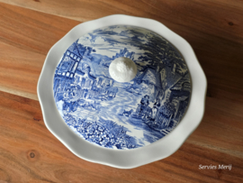 Engels blauw Enoch Wedgwood Old English Village dekschaal terrine