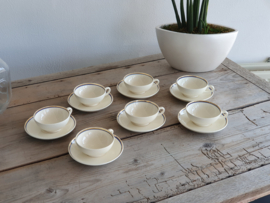 Societe Ceramique decor Art Deco set 7x Thee kop en schotel