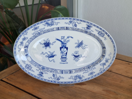 Potiche blauw Societe Ceramique ovale schaal groot 40 cm