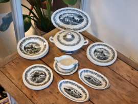 Boerenhoeve Zwart Societe Ceramique compleet eetservies 4 personen
