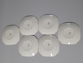 Engels Copeland Spode's Tower rood set 6x vierkant gebaksbordje 14,5 cm