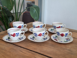 Boerenbont Boch set van 6x Koffie Kop en schotel model Audrey (groen stempel)