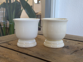 Societe Ceramique set 2x eierdopje laag model creme