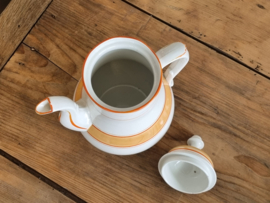 Societe Ceramique Koffiepot (vintage/retro wit met oranje)