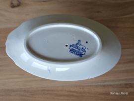 Potiche blauw Petrus Regout sauskom op vaste onderschotel