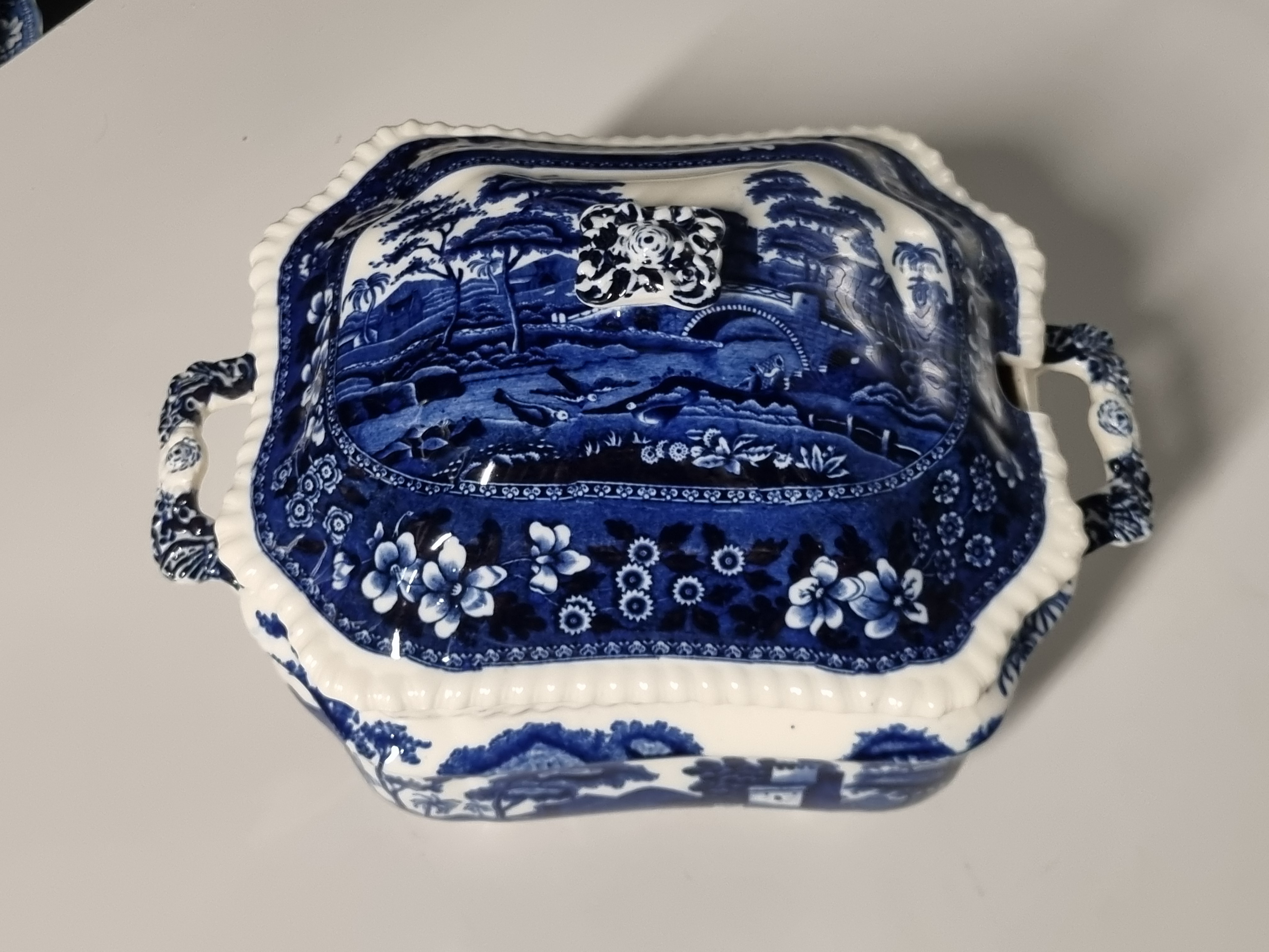Engels Copeland Spode's Tower blauw Soepterrine Dekschaal Terrine