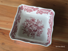 Villeroy en Boch Fasan rood hoge vierkante schaal 21,5 cm