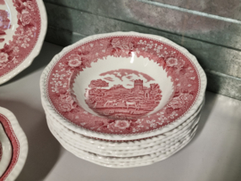 Engels rood Wedgwood Adams English Scenic serviesset 8 personen (golvend randje)