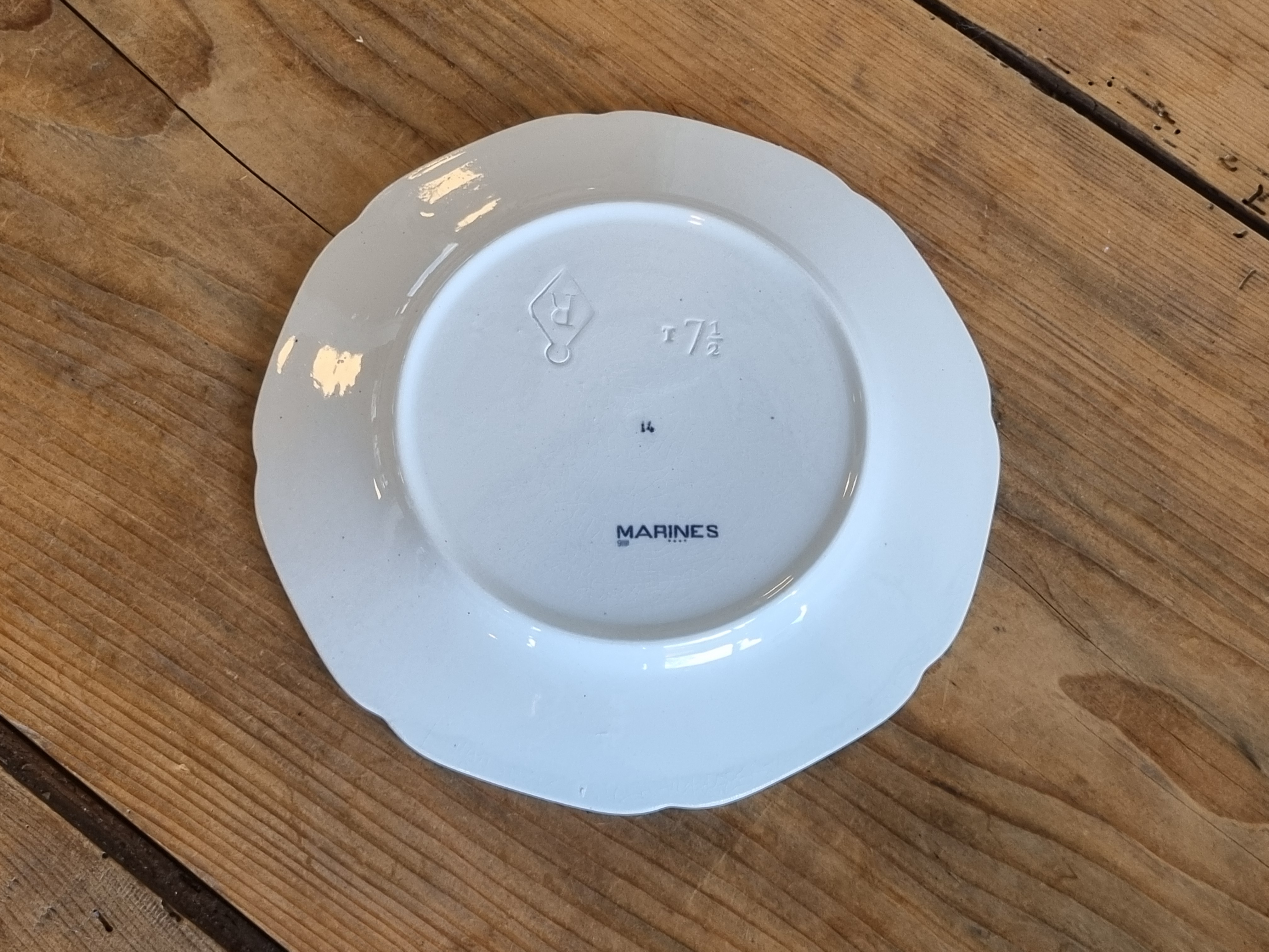 Petrus Regout Marines donkerblauw ontbijtbord 19,5 cm (hoekig model, ondergaande zon)