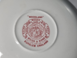 Engels rood Wood & Sons Burslem decor Woodland kop en schotel