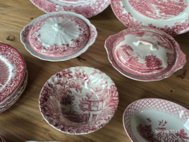 Engels rood Mix & Match compleet dinerservies 6 personen 30 delen