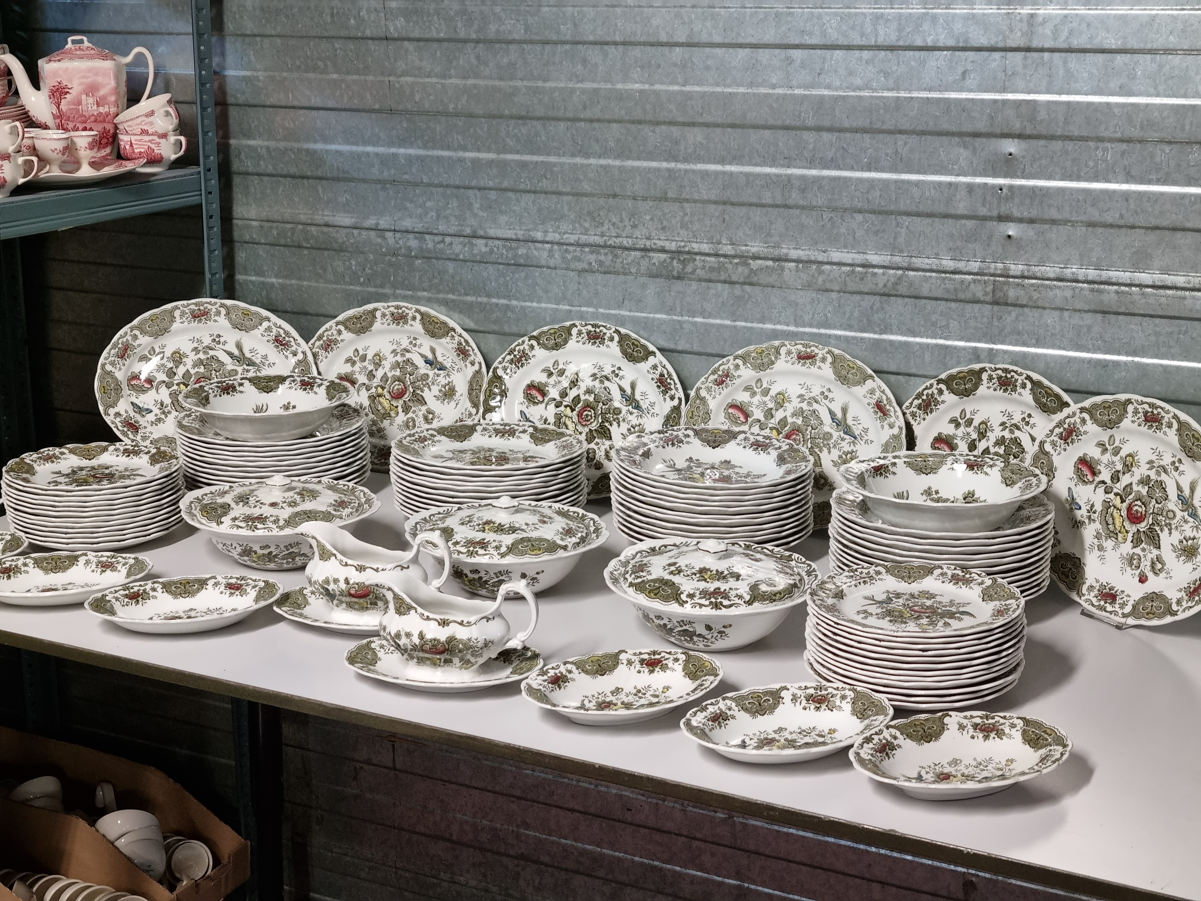 Engels Ridgway Windsor groen gekleurd compleet eetservies 24 personen