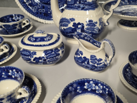 Engels Copeland Spode's Tower  blauw Koffie Thee servies 6-pers
