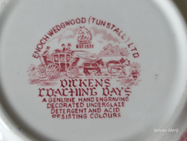 Engels rood Enoch Wedgwood Dickens Coaching Days dekschaal terrine