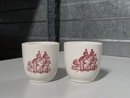 Engels rood Ironstone EIT Ltd England set 2x Eierdopje (kasteel)