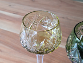 Boheems Kristal Glas set van 2x op hoge voet 19,5 cm