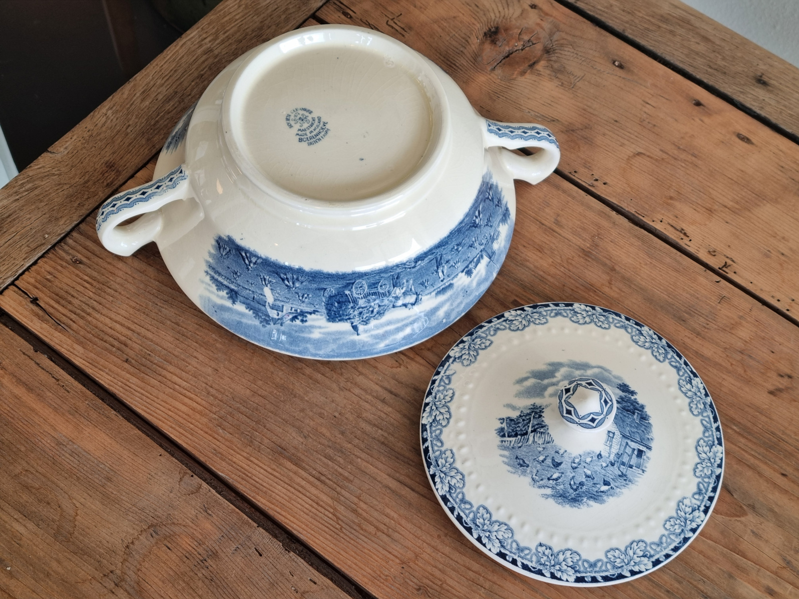 Boerenhoeve blauw Societe Ceramique Dekschaal Terrine