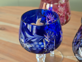 Boheems Kristal Glas set (2) van 6x op hoge voet 20,5 cm alle kleuren