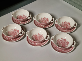 Villeroy en Boch Fasan rood set 6x Soepkom met Schotel