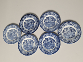 Engels blauw Liberty Blue set 6x gebaksbordje 15 cm