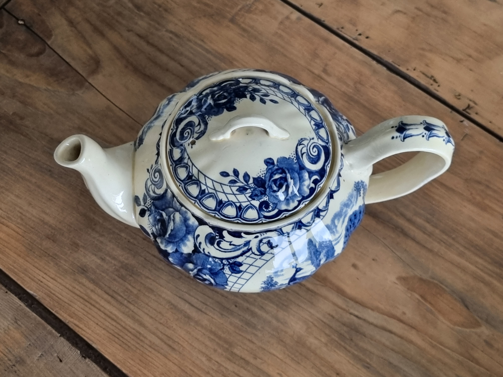 Peacock blauw Societe Ceramique theepot