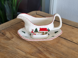 Engels Mason's Christmas Village 1983 Kerstservies Sauskom op losse onderschotel