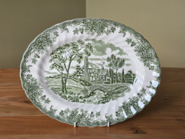 Engels groen Myott The Brook Ovale schaal 31,5 cm