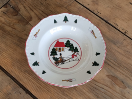 Engels Mason's Christmas Village 1983 Kerstservies Diep Pasta Curry Bord 22,5 cm