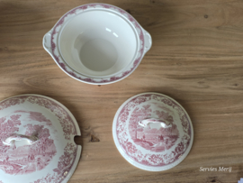 Engels rood Olde England Royal Tudor Ware Set 2x dekschaal