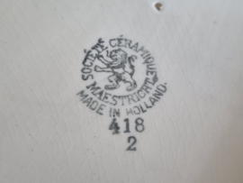 Boerenbont 418 Societe Ceramique ovale schaal met greep