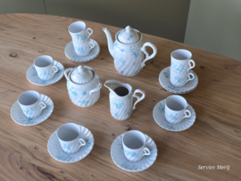 Petrus Regout decor Riva petrol koffieservies 9 personen