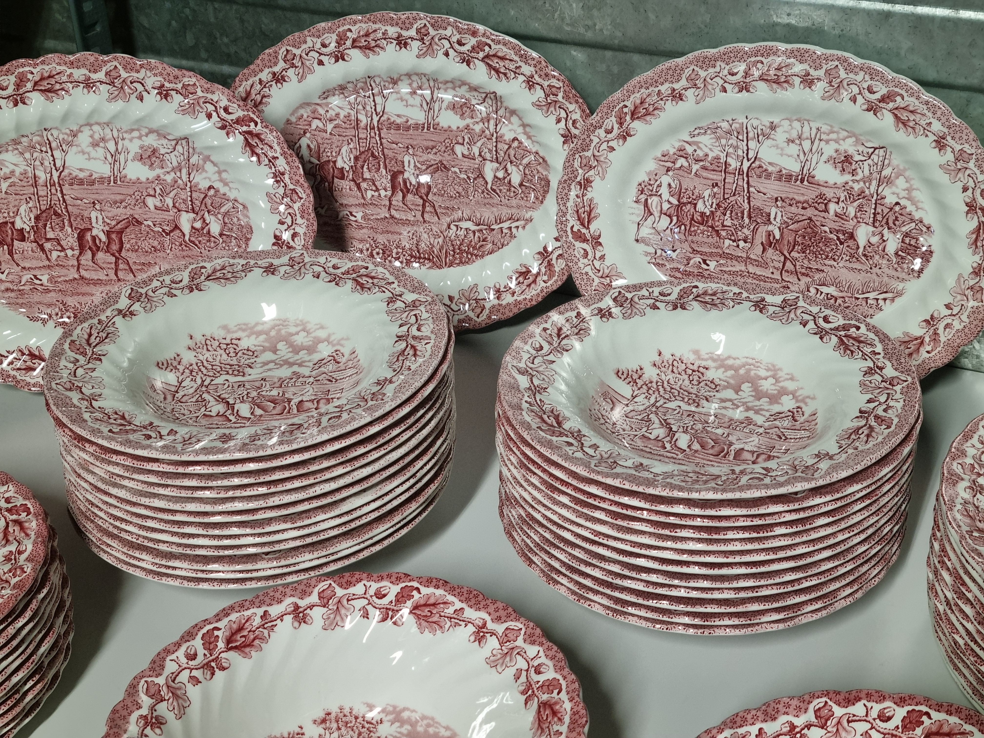 Engels rood Jachtservies Myott's Country Life Eetservies 24 persoons
