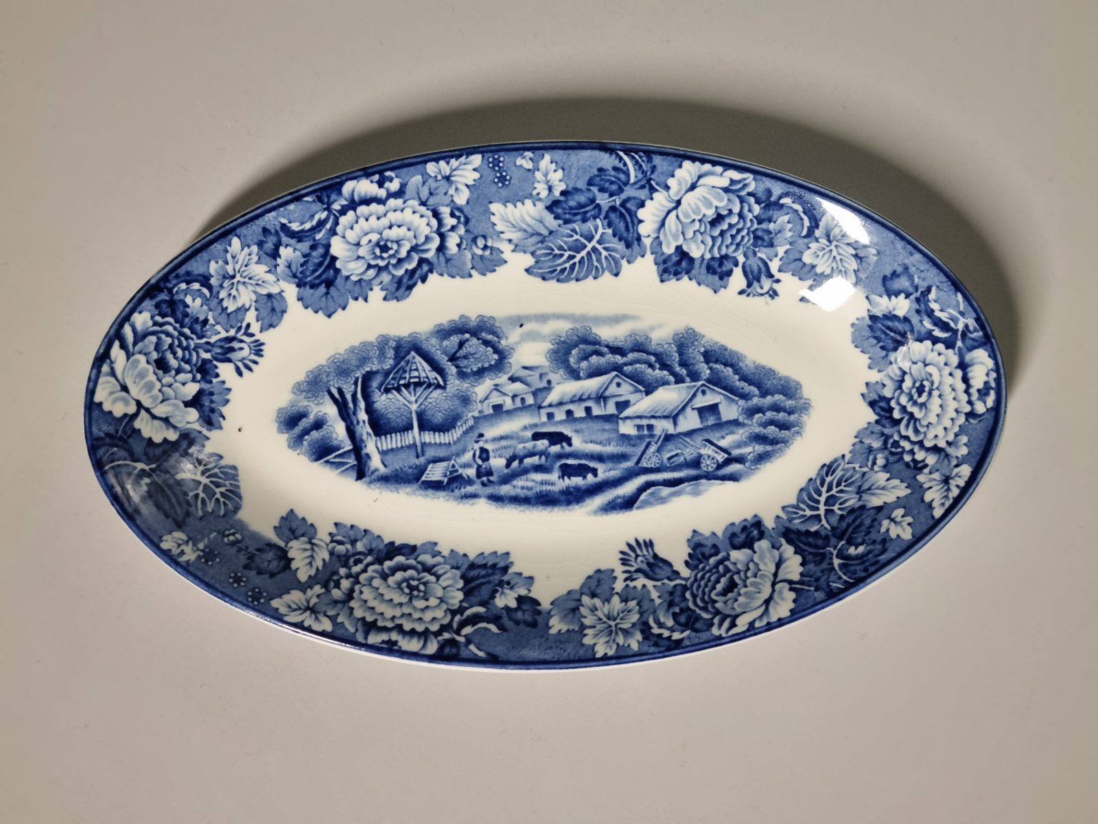 Engels blauw Woods Ware ovaal schaaltje 21,5 cm