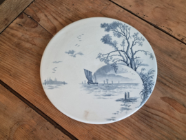 Petrus Regout Marines donkerblauw onderzetter 26 cm (rond model, zonsondergang)