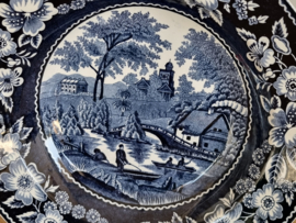 Societe Ceramique decor Wilderose blauw diep Wandbord 22,5 cm